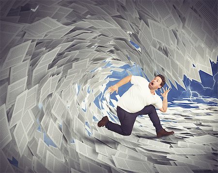 Man runs away from wave of sheets Stock Photo - Budget Royalty-Free & Subscription, Code: 400-08256557