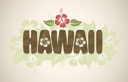 simsearch:400-04118162,k - Vector Hawaii word with hibiscus flowers on vintage background Stock Photo - Budget Royalty-Free & Subscription, Code: 400-08256570