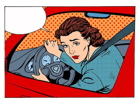 simsearch:400-08196065,k - female driver offending transport traffic rules retro style pop art Stock Photo - Budget Royalty-Free & Subscription, Code: 400-08256583