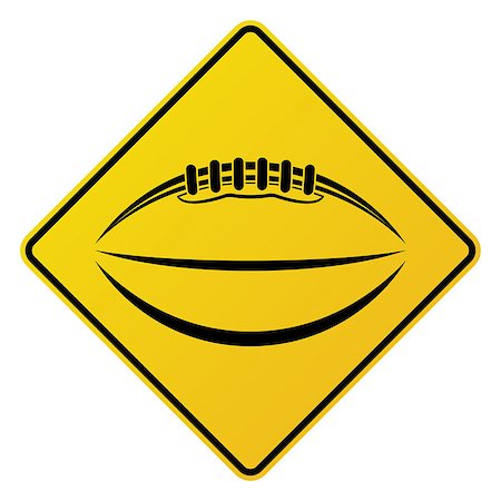 An illustration of a yellow road sign with an American football icon on it. Vector EPS 10 available. Stock Photo - Budget Royalty-Free & Subscription, Code: 400-08256597