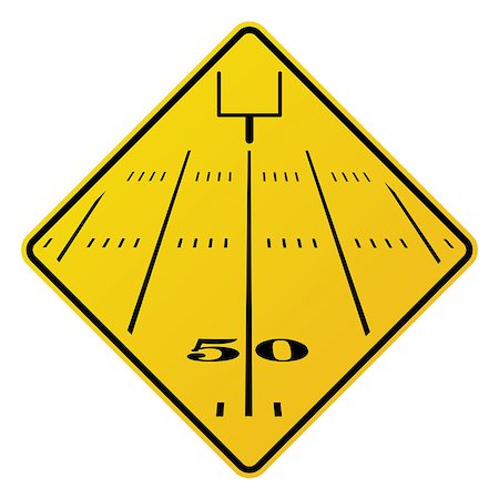 An yellow road sign containing an American football field and field goal. Vector EPS 10 available. Stock Photo - Budget Royalty-Free & Subscription, Code: 400-08256598