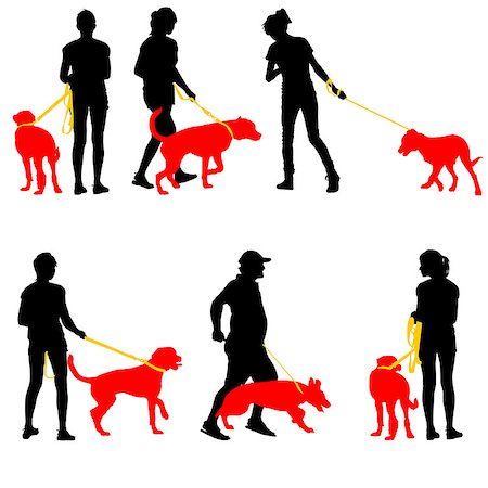 simsearch:400-09081887,k - Silhouettes of people and dogs. Vector illustration. Fotografie stock - Microstock e Abbonamento, Codice: 400-08256627