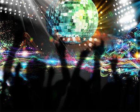 simsearch:600-07156431,k - Silhouettes of many people dancing in nightclub Foto de stock - Super Valor sin royalties y Suscripción, Código: 400-08256806