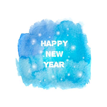 Happy New Year 2016 greeting card. Bright blue spot. Abstract stylish watercolor background. Vector illustration good for cards, posters, web design, banners etc. Stock Photo - Budget Royalty-Free & Subscription, Code: 400-08256872