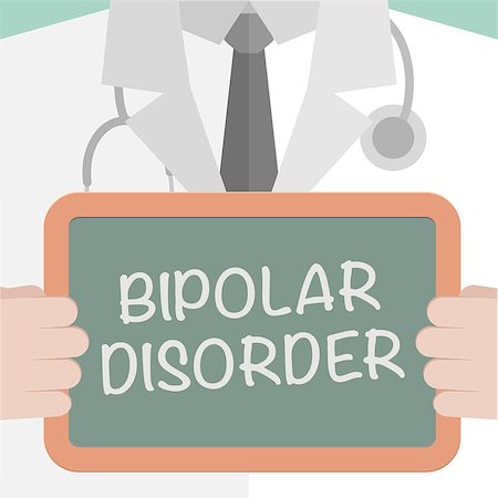 simsearch:400-08891180,k - minimalistic illustration of a doctor holding a blackboard with Bipolar Disorder text, eps10 vector Fotografie stock - Microstock e Abbonamento, Codice: 400-08256938