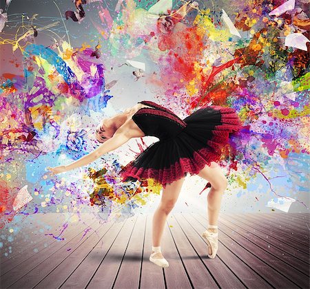 simsearch:400-09029135,k - Classical dancer posing between splashes of color Stock Photo - Budget Royalty-Free & Subscription, Code: 400-08257103