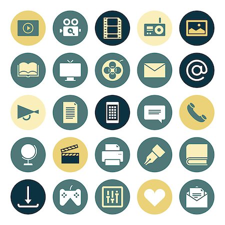simsearch:400-08257177,k - Flat design icons for media. Vector illustration. Stock Photo - Budget Royalty-Free & Subscription, Code: 400-08257144