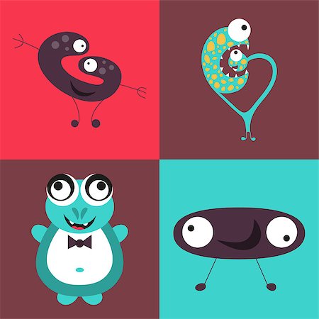 simsearch:400-06393288,k - Cartoon cute monsters, funny monster set, vector monster collection Photographie de stock - Aubaine LD & Abonnement, Code: 400-08257263