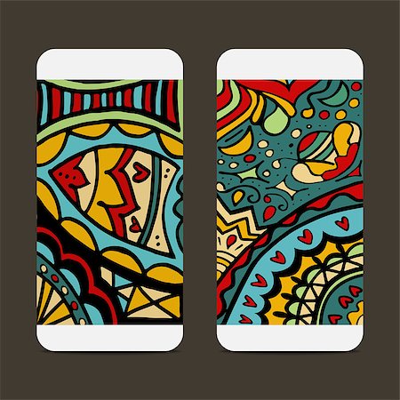 frescomovie (artist) - Mobile phone cover back for your design with abstract Pattern. Vector illustration Stock Photo - Budget Royalty-Free & Subscription, Code: 400-08257413