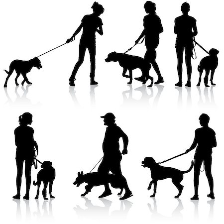 simsearch:400-09081887,k - Silhouettes of people and dogs. Vector illustration. Fotografie stock - Microstock e Abbonamento, Codice: 400-08257497