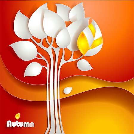 paper cut illustration - Autumn tree background. Vector paper design illustration Stock Photo - Budget Royalty-Free & Subscription, Code: 400-08257564