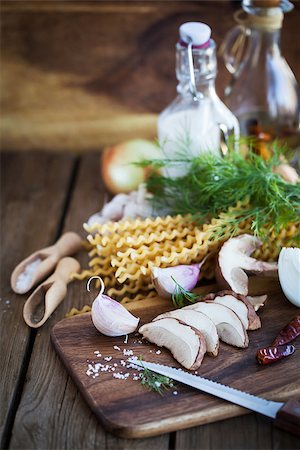 simsearch:400-03992643,k - Ingredients for porcini pasta on cutting board, making process Stock Photo - Budget Royalty-Free & Subscription, Code: 400-08257584