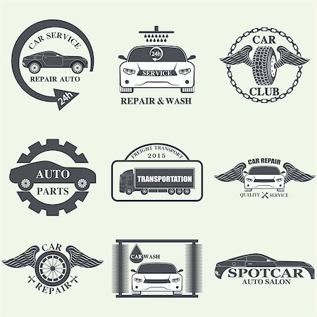 Set of car service labels, emblems and design elements Stock Photo - Budget Royalty-Free & Subscription, Code: 400-08257631