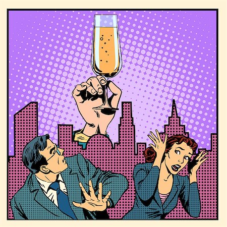 sobriety - Anonymous alcoholics struggle with alcohol retro style pop art Stock Photo - Budget Royalty-Free & Subscription, Code: 400-08257668