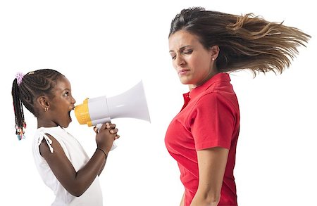 simsearch:400-06763387,k - Child screaming with megaphone to an adult Stock Photo - Budget Royalty-Free & Subscription, Code: 400-08257759