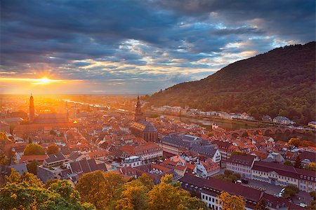 Image of german city of Heidelberg during sunset. Foto de stock - Super Valor sin royalties y Suscripción, Código: 400-08257824