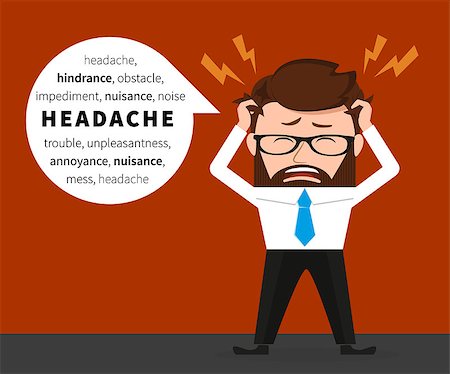 frustrated cartoon faces - Lucky businessman has a headache due to hard work Stock Photo - Budget Royalty-Free & Subscription, Code: 400-08257857