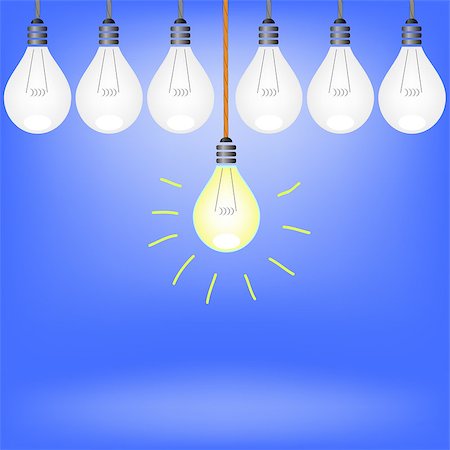 draw light bulb - Set of Bulbs Isolated on Blue Background. Stock Photo - Budget Royalty-Free & Subscription, Code: 400-08257896
