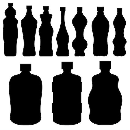 simsearch:400-08262916,k - Water Bottles Silhouettes Isolated on White Background. Photographie de stock - Aubaine LD & Abonnement, Code: 400-08257917