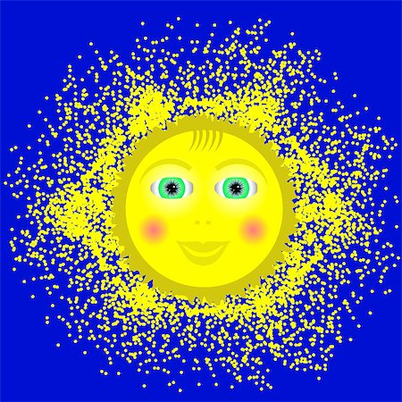 simsearch:400-06069285,k - Smiling Yellow Sun Icon Isolated on Blue Background. Stock Photo - Budget Royalty-Free & Subscription, Code: 400-08257921