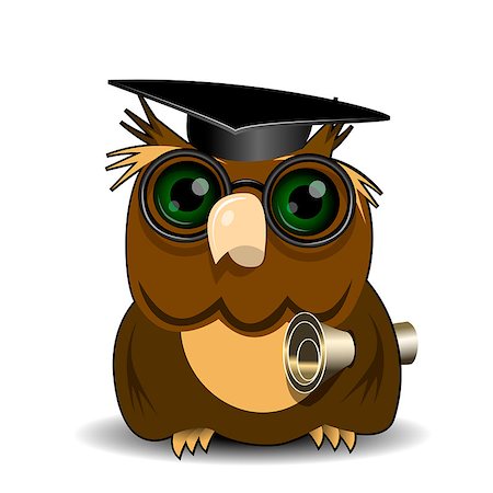 professor icon - Illustration Owl scientist with green eye on white background Stock Photo - Budget Royalty-Free & Subscription, Code: 400-08258016