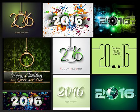 simsearch:400-08318552,k - 2016 Happy New Year Background Collection for your Christmas Flyers, dinner invitations, festive posters, restaurant menu cover, book cover,promotional depliant, Elegant greetings cards and so on. Stock Photo - Budget Royalty-Free & Subscription, Code: 400-08258297