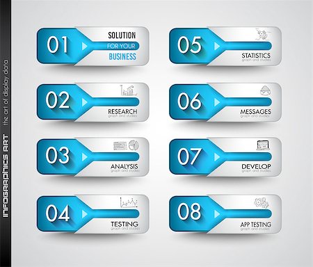 Clean Infographic Layout Template for data and information analysis with a number of solutions available. Ideal for product presentation, item ranking, ideas evaluation and so on. Stock Photo - Budget Royalty-Free & Subscription, Code: 400-08258320