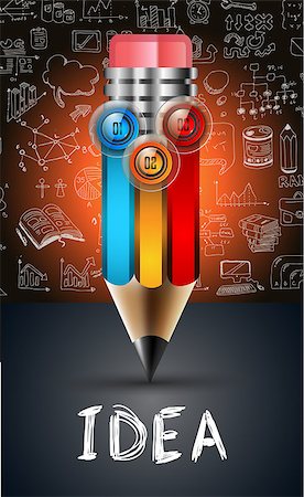 Conceptual PENCIL infographic backgroud with 3 options button and complete doodle hand drawn sketched backgrounds. Ideal to display new concepts, business proposals. Stock Photo - Budget Royalty-Free & Subscription, Code: 400-08258355