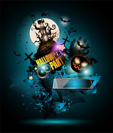 Halloween Night Event Flyer Party template with Space for text. Ideal For Horror themed parties, Clubs Posters, Music events and Discotheque flyers. Stock Photo - Budget Royalty-Free & Subscription, Code: 400-08258352
