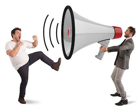 simsearch:400-09223567,k - Angry man fights to a big megaphone Stock Photo - Budget Royalty-Free & Subscription, Code: 400-08258413