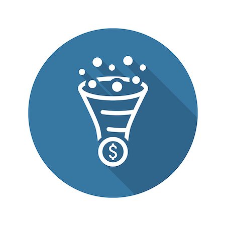 diagrammatic funnel - Conversion Rate Optimisation Icon. Business Concept. Flat Design.  Isolated Illustration. Long Shadow. Stock Photo - Budget Royalty-Free & Subscription, Code: 400-08258442