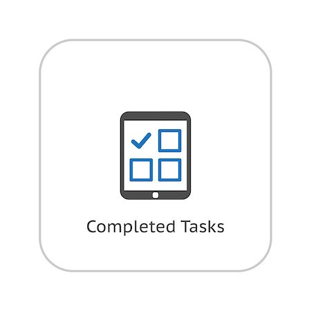 Completed Tasks Icon. Business Concept. Flat Design. Isolated Illustration. Foto de stock - Super Valor sin royalties y Suscripción, Código: 400-08258464