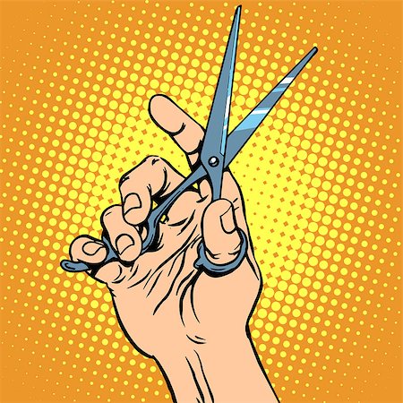Scissor hand Barber pop art retro style Foto de stock - Super Valor sin royalties y Suscripción, Código: 400-08258644