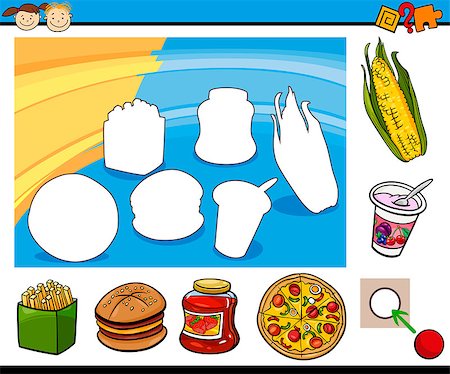 found object - Cartoon Illustration of Educational Game for Preschool Children with Food Objects Stock Photo - Budget Royalty-Free & Subscription, Code: 400-08258720