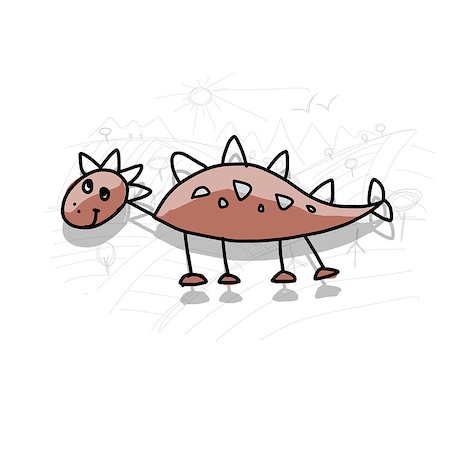 simsearch:400-08931045,k - Dinosaur, funny sketch for your design. Vector illustration Photographie de stock - Aubaine LD & Abonnement, Code: 400-08258789