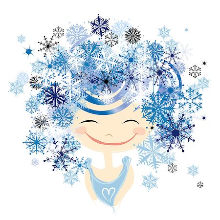 Winter female portrait for your design. Vector illustration Stock Photo - Budget Royalty-Free & Subscription, Code: 400-08258806