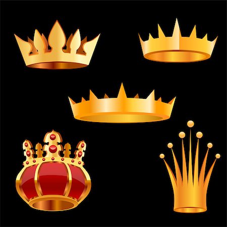 simsearch:400-04987781,k - Crown set. Vector illustration on black background Stock Photo - Budget Royalty-Free & Subscription, Code: 400-08258942