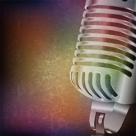 abstract grunge music background with retro microphone on brown vector illustration Stock Photo - Budget Royalty-Free & Subscription, Code: 400-08259132