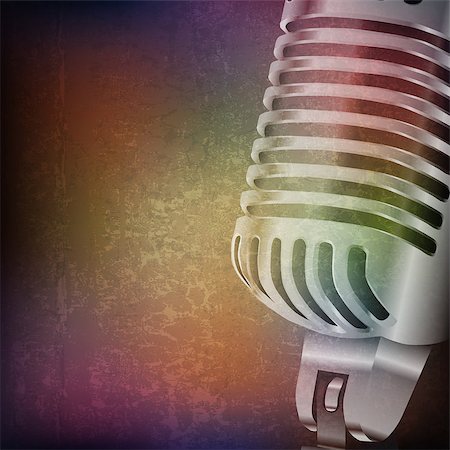 abstract grunge music background with retro microphone on brown vector illustration Fotografie stock - Microstock e Abbonamento, Codice: 400-08259132