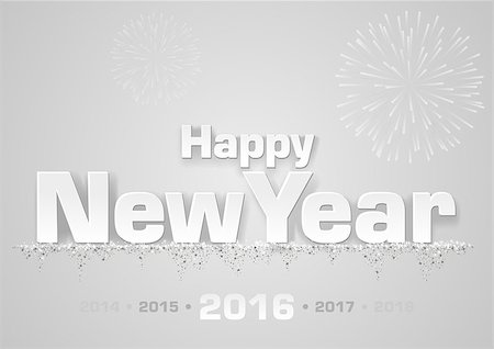 Happy New Year Greeting Card - White Illustration, Vector Stock Photo - Budget Royalty-Free & Subscription, Code: 400-08259282
