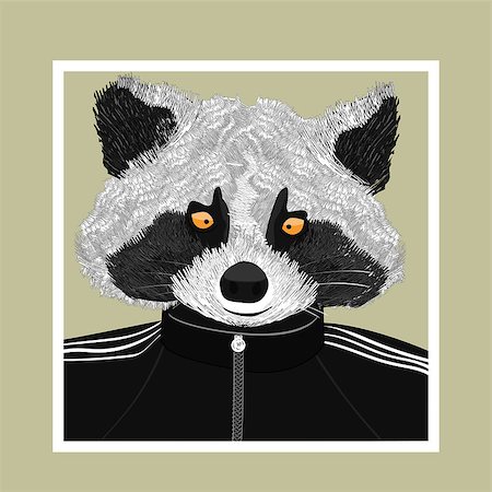 egor_zaharov (artist) - Hand drawn fashion Illustration of Raccoon. Vector Fotografie stock - Microstock e Abbonamento, Codice: 400-08259337