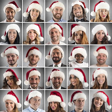 Collage of people with Santa Claus hat Stock Photo - Budget Royalty-Free & Subscription, Code: 400-08259378