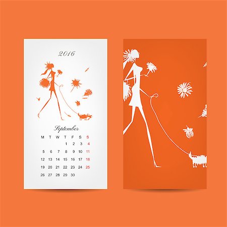 simsearch:400-08262897,k - Calendar 2016 grid. Fashion girls design. Vector illustration Fotografie stock - Microstock e Abbonamento, Codice: 400-08259567