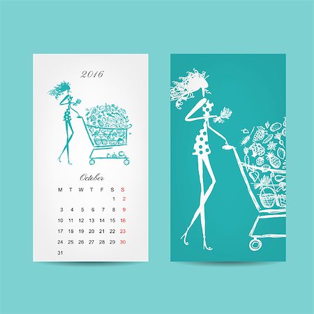 simsearch:400-08262897,k - Calendar 2016 grid. Fashion girls design. Vector illustration Fotografie stock - Microstock e Abbonamento, Codice: 400-08259563