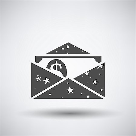 simsearch:400-04717440,k - Birthday gift envelop icon with money   on gray background with round shadow. Vector illustration. Stock Photo - Budget Royalty-Free & Subscription, Code: 400-08259603