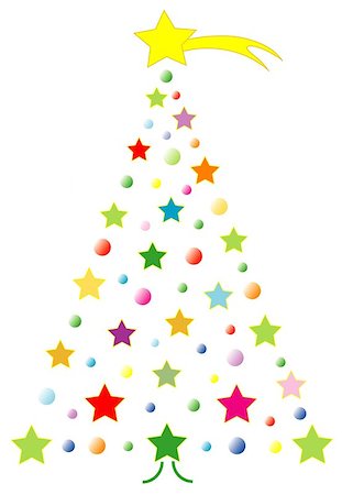 ellion (artist) - Childrens vector abstract christmas tree with yellow comet Stockbilder - Microstock & Abonnement, Bildnummer: 400-08259666