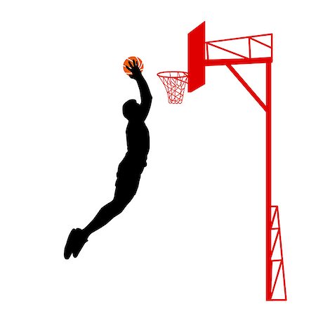 Black silhouettes of men playing basketball on a white background. Vector illustration. Stock Photo - Budget Royalty-Free & Subscription, Code: 400-08259755