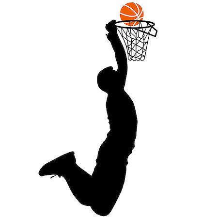 Black silhouettes of men playing basketball on a white background. Vector illustration. Stock Photo - Budget Royalty-Free & Subscription, Code: 400-08259756