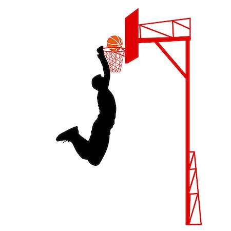 Black silhouettes of men playing basketball on a white background. Vector illustration. Stock Photo - Budget Royalty-Free & Subscription, Code: 400-08259757