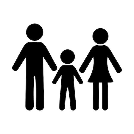 simsearch:400-05131090,k - Black vector simple family icon with one boy Stock Photo - Budget Royalty-Free & Subscription, Code: 400-08259759